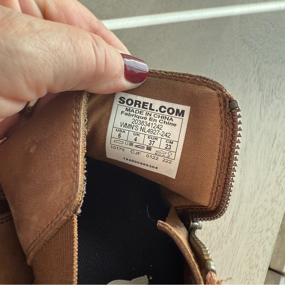 Luggage Brown Sorel Evie Wedge Ankle Boots - Picture 7 of 7